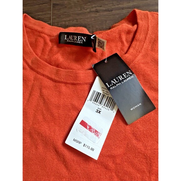 Lauren Ralph Lauren Women's Plus Size Crewneck Fall Sweater Harvest Orange 3X - Picture 4 of 7